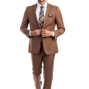 Solid Caramel 2 Piece Slim Fit Tazzio Men's Suit